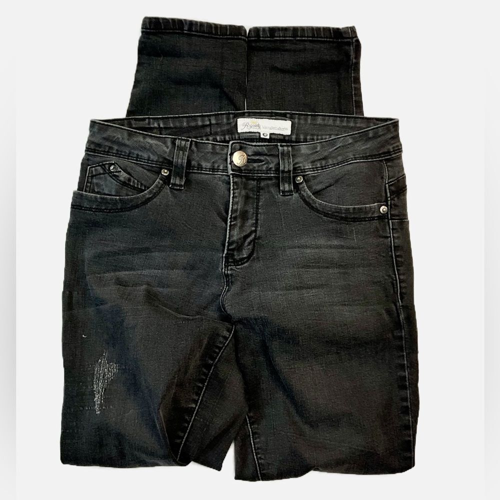 Royalty For Me Wanna Better Butt Jeans Women’s Size 8 Distressed Black Skinny - Picture 4 of 10